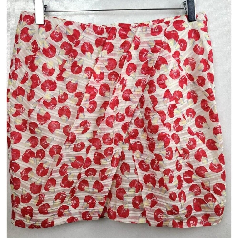 Leifsdottir Anthoropologie Womens Floral Mini Skirt Size 4‎ Red Silk Coquette